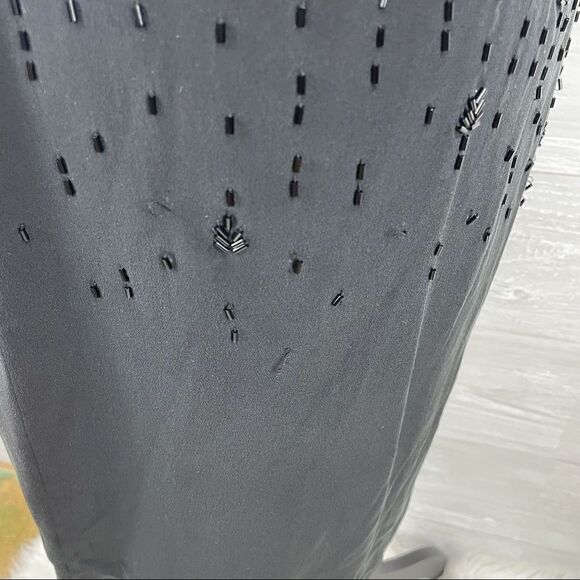 Eileen Fisher Black Beaded Silk Cami Midi Dress - Picture 9 of 10